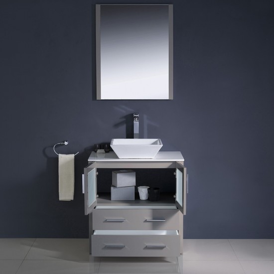 Fresca Torino 30" Gray Modern Bathroom Vanity w/ Vessel Sink