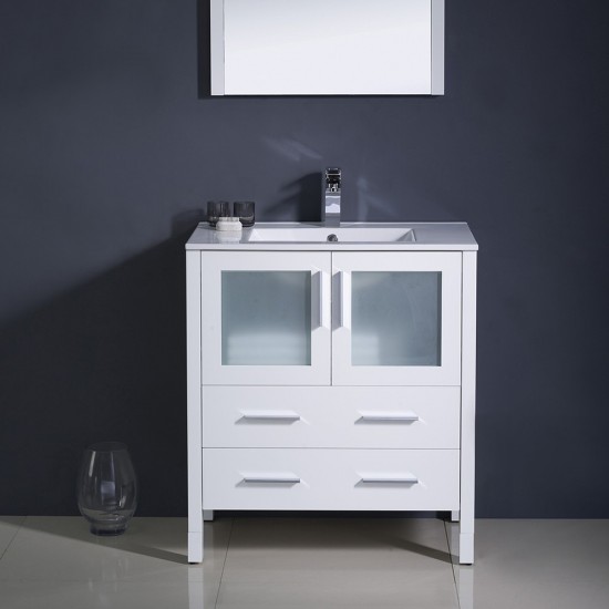 Fresca Torino 30" White Modern Bathroom Vanity w/ Integrated Sink