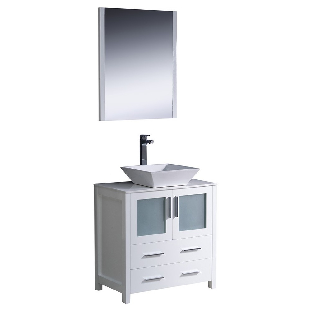 Fresca Torino 30" White Modern Bathroom Vanity w/ Vessel Sink