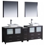 84 Espresso Modern Double Sink Bathroom Vanity w/ Side Cabinet & Vessel Sinks