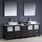 84 Espresso Modern Double Sink Bathroom Vanity w/ Side Cabinet & Vessel Sinks