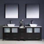 84 Espresso Modern Double Sink Bathroom Vanity w/ Side Cabinet & Vessel Sinks