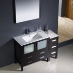 Torino 48" Espresso Modern Bathroom Vanity w/ Side Cabinet & Integrated Sink