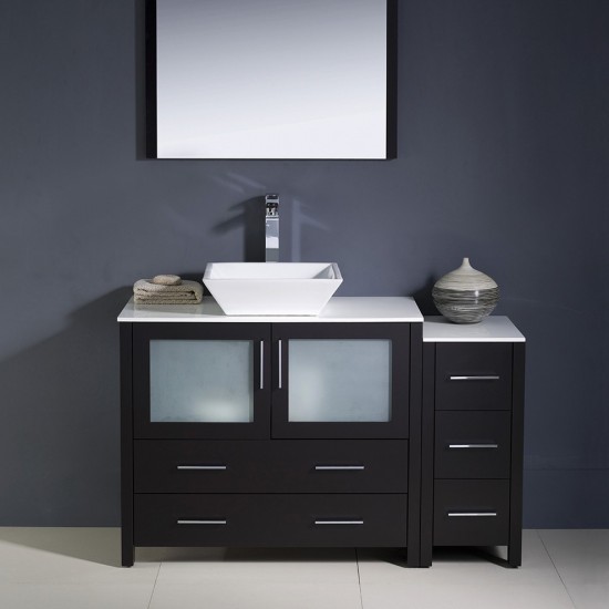 Fresca Torino 48" Espresso Modern Bathroom Vanity w/ Side Cabinet & Vessel Sink