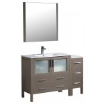 Torino 48" Gray Oak Modern Bathroom Vanity w/ Side Cabinet & Integrated Sink