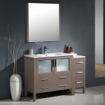 Torino 48" Gray Oak Modern Bathroom Vanity w/ Side Cabinet & Integrated Sink