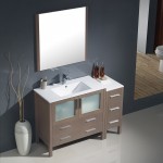 Torino 48" Gray Oak Modern Bathroom Vanity w/ Side Cabinet & Integrated Sink