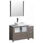 Fresca Torino 48" Gray Oak Modern Bathroom Vanity w/ Side Cabinet & Vessel Sink