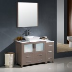 Fresca Torino 48" Gray Oak Modern Bathroom Vanity w/ Side Cabinet & Vessel Sink