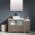 Fresca Torino 48" Gray Oak Modern Bathroom Vanity w/ Side Cabinet & Vessel Sink