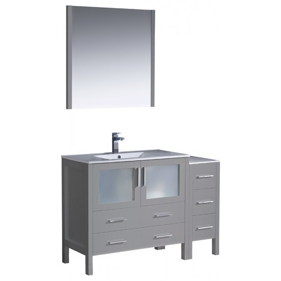 Fresca Torino 48" Gray Modern Bathroom Vanity w/ Side Cabinet & Integrated Sink