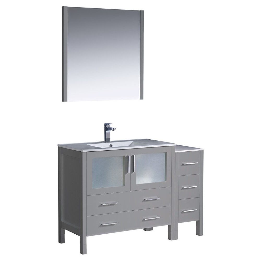 Fresca Torino 48" Gray Modern Bathroom Vanity w/ Side Cabinet & Integrated Sink