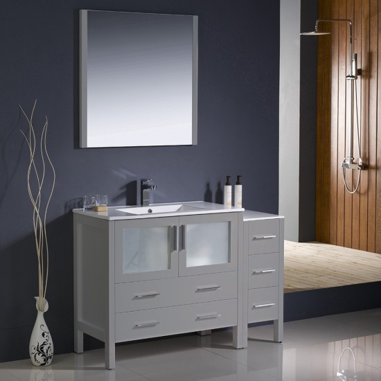 Fresca Torino 48" Gray Modern Bathroom Vanity w/ Side Cabinet & Integrated Sink