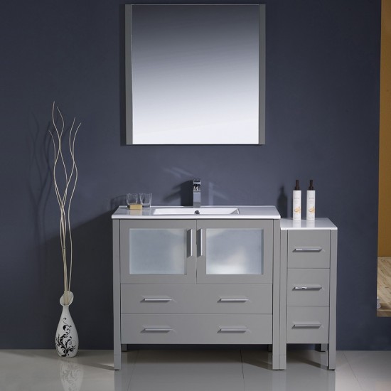 Fresca Torino 48" Gray Modern Bathroom Vanity w/ Side Cabinet & Integrated Sink