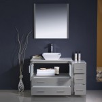 Fresca Torino 48" Gray Modern Bathroom Vanity w/ Side Cabinet & Vessel Sink