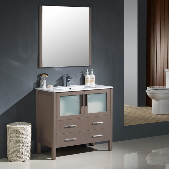 Fresca Torino 36" Gray Oak Modern Bathroom Vanity w/ Integrated Sink