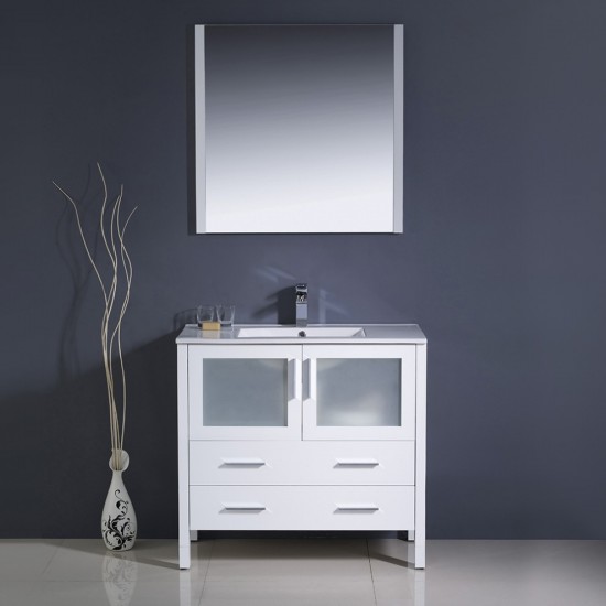 Fresca Torino 36" White Modern Bathroom Vanity w/ Integrated Sink