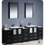 84 Espresso Double Sink Bathroom Vanity w/ 3 Side Cabinets & Integrated Sinks