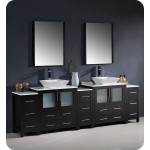 96 Espresso Modern Double Sink Bathroom Vanity w/ 3 Side Cabinets & Vessel Sinks