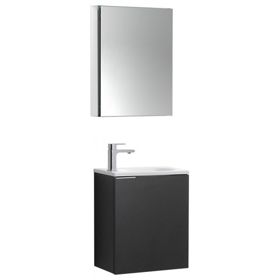 Fresca Valencia 20" Black Wall Hung Modern Bathroom Vanity w/ Medicine Cabinet