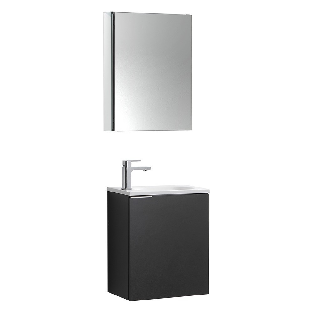 Fresca Valencia 20" Black Wall Hung Modern Bathroom Vanity w/ Medicine Cabinet