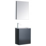 Valencia 20 Dark Slate Gray Wall Hung Modern Bathroom Vanity w/ Medicine Cabinet