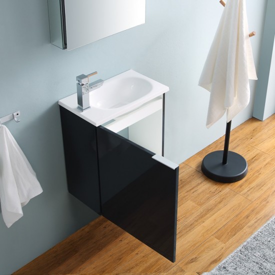 Valencia 20 Dark Slate Gray Wall Hung Modern Bathroom Vanity w/ Medicine Cabinet