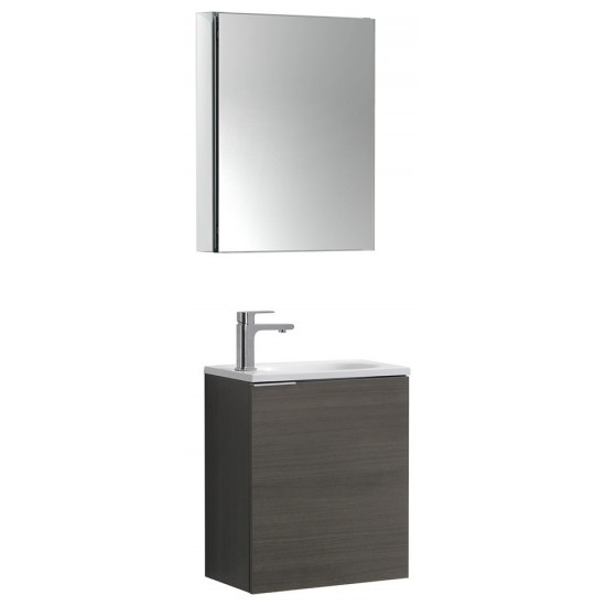 Valencia 20" Gray Oak Wall Hung Modern Bathroom Vanity w/ Medicine Cabinet