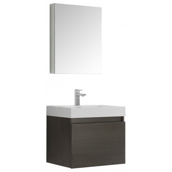 Fresca Nano 24" Gray Oak Modern Bathroom Vanity w/ Medicine Cabinet