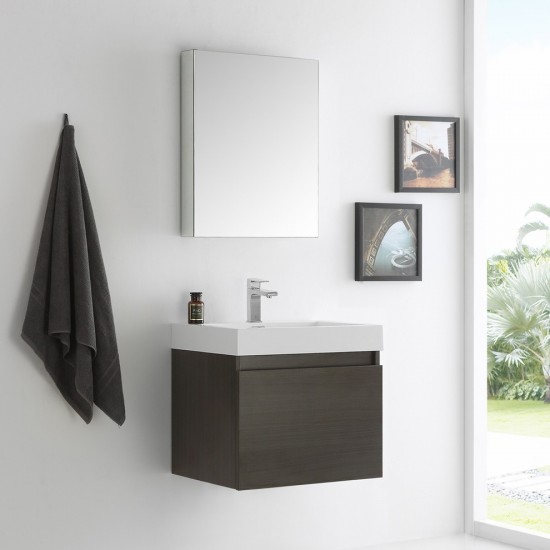 Fresca Nano 24" Gray Oak Modern Bathroom Vanity w/ Medicine Cabinet