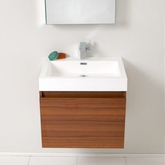 Fresca Nano 24" Teak Modern Bathroom Vanity w/ Medicine Cabinet