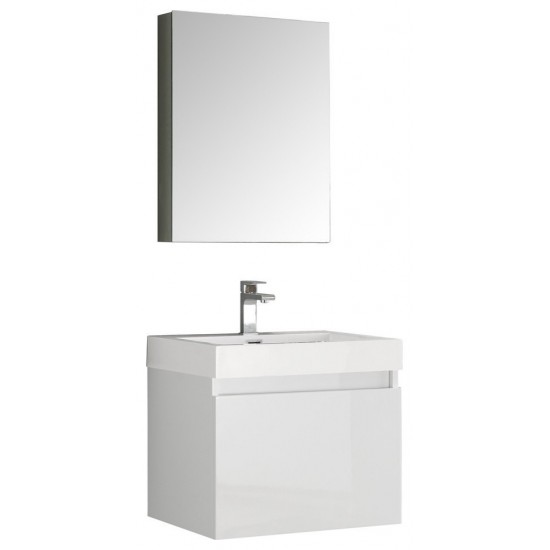 Fresca Nano 24" White Modern Bathroom Vanity w/ Medicine Cabinet