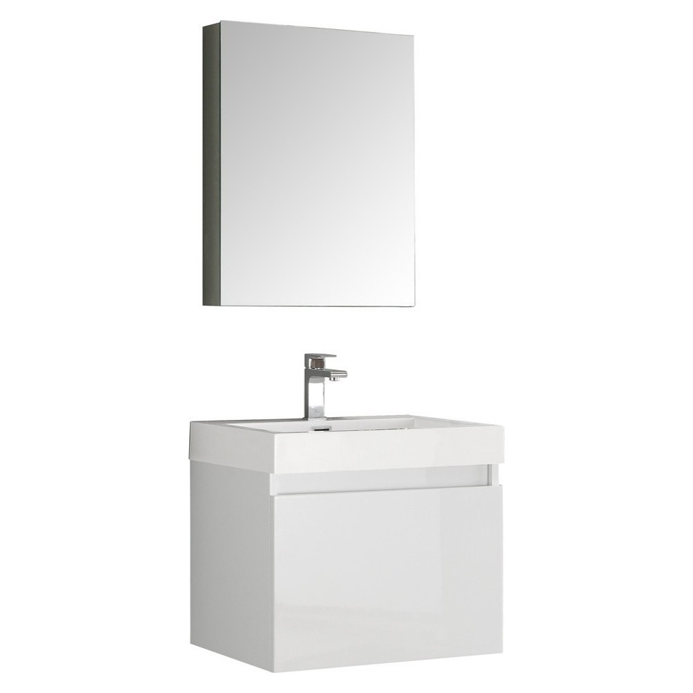 Fresca Nano 24" White Modern Bathroom Vanity w/ Medicine Cabinet