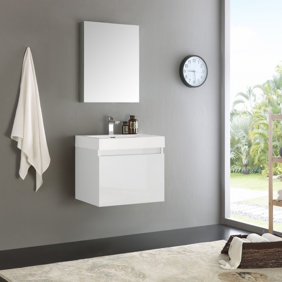 Fresca Nano 24" White Modern Bathroom Vanity w/ Medicine Cabinet