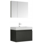 Fresca Mezzo 30" Black Wall Hung Modern Bathroom Vanity w/ Medicine Cabinet