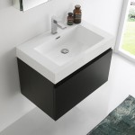 Fresca Mezzo 30" Black Wall Hung Modern Bathroom Vanity w/ Medicine Cabinet