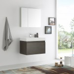 Fresca Mezzo 30" Gray Oak Wall Hung Modern Bathroom Vanity w/ Medicine Cabinet