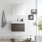 Fresca Mezzo 30" Gray Oak Wall Hung Modern Bathroom Vanity w/ Medicine Cabinet