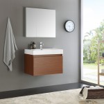 Fresca Mezzo 30" Teak Wall Hung Modern Bathroom Vanity w/ Medicine Cabinet