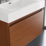 Fresca Mezzo 30" Teak Wall Hung Modern Bathroom Vanity w/ Medicine Cabinet