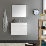 Fresca Mezzo 30" White Wall Hung Modern Bathroom Vanity w/ Medicine Cabinet