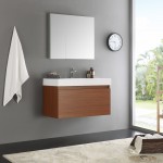 Fresca Mezzo 36" Teak Wall Hung Modern Bathroom Vanity w/ Medicine Cabinet