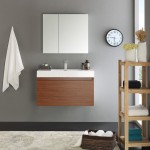 Fresca Mezzo 36" Teak Wall Hung Modern Bathroom Vanity w/ Medicine Cabinet