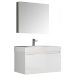 Fresca Mezzo 36" White Wall Hung Modern Bathroom Vanity w/ Medicine Cabinet