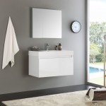 Fresca Mezzo 36" White Wall Hung Modern Bathroom Vanity w/ Medicine Cabinet