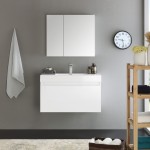 Fresca Mezzo 36" White Wall Hung Modern Bathroom Vanity w/ Medicine Cabinet