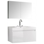 Fresca Mezzo 39" White Modern Bathroom Vanity w/ Medicine Cabinet