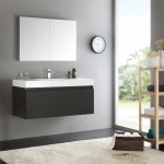 Fresca Mezzo 48" Black Wall Hung Modern Bathroom Vanity w/ Medicine Cabinet