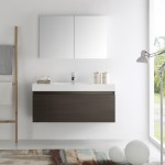 Fresca Mezzo 48" Gray Oak Wall Hung Modern Bathroom Vanity w/ Medicine Cabinet