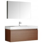 Fresca Mezzo 48" Teak Wall Hung Modern Bathroom Vanity w/ Medicine Cabinet